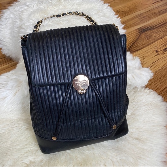 Henri Bendel No 7 Convertible Quilted Backpack Black Gold Hardware - Picture 2 of 14